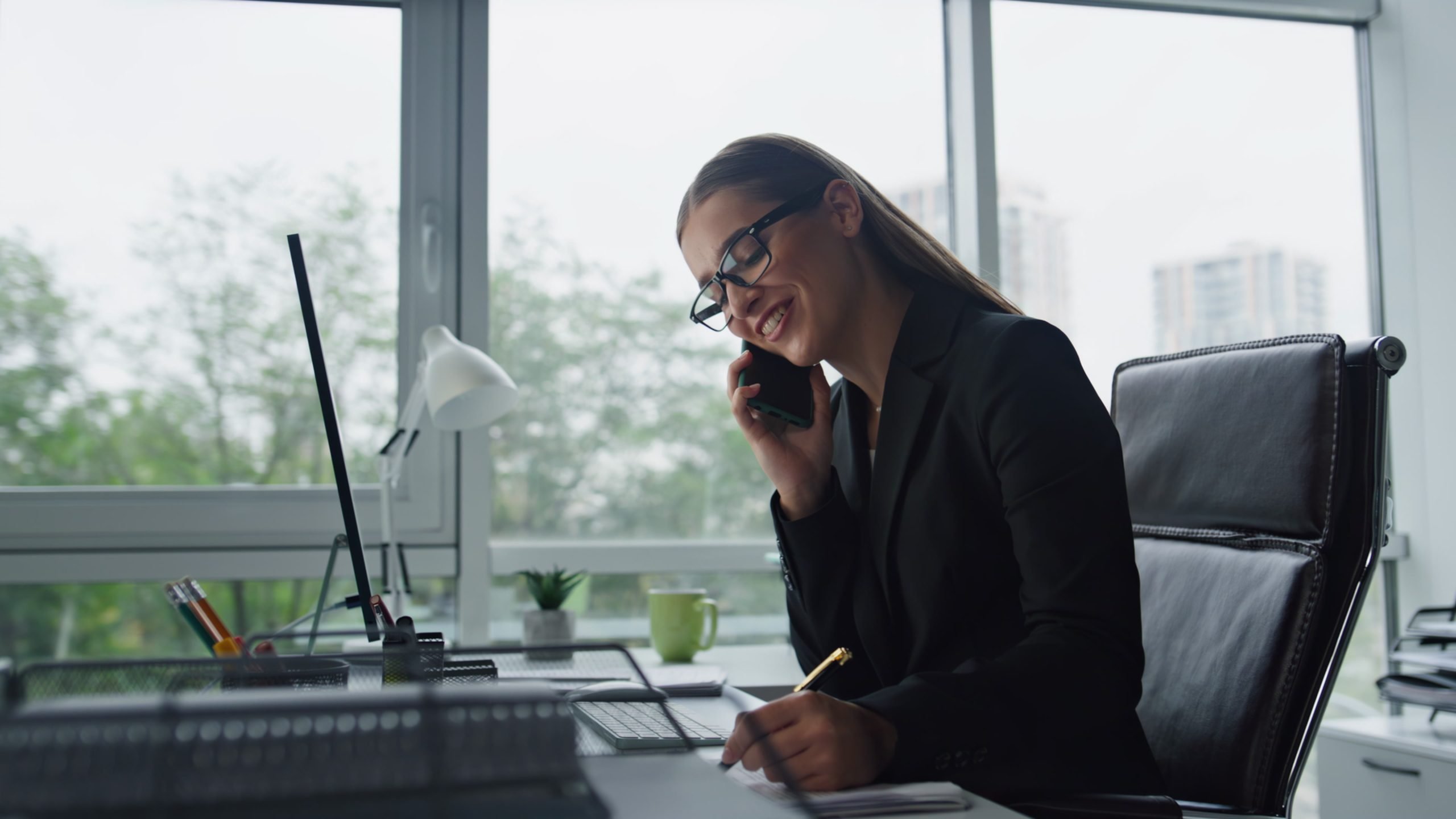 On phone with client
